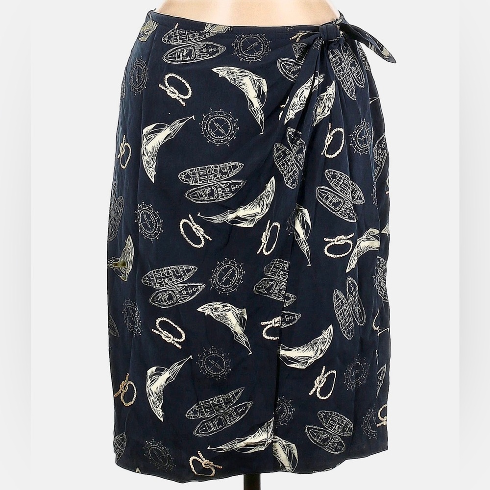 Lauren Ralph Lauren Silk Sailboat Print Wrap Skirt